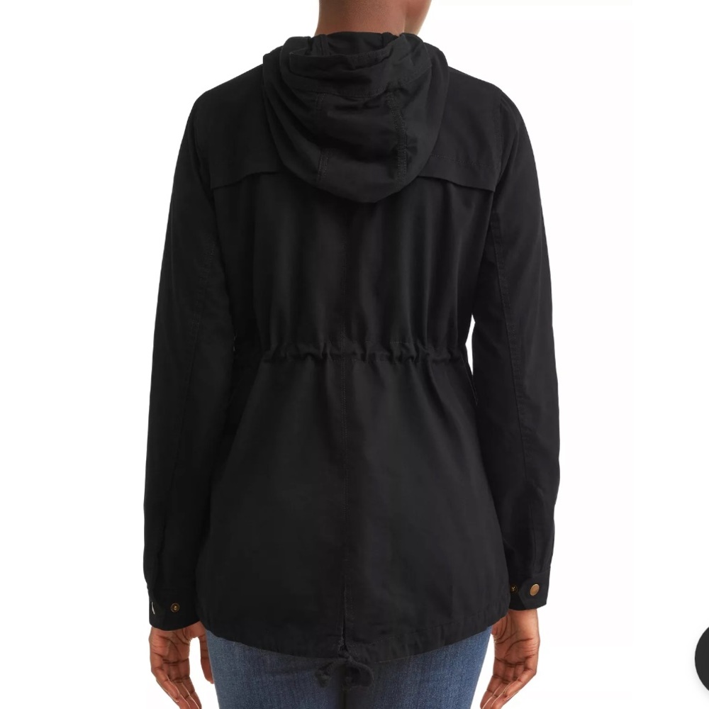 Black Hooded Drawstring Anorak Jacket size XL - Picture 2 of 10